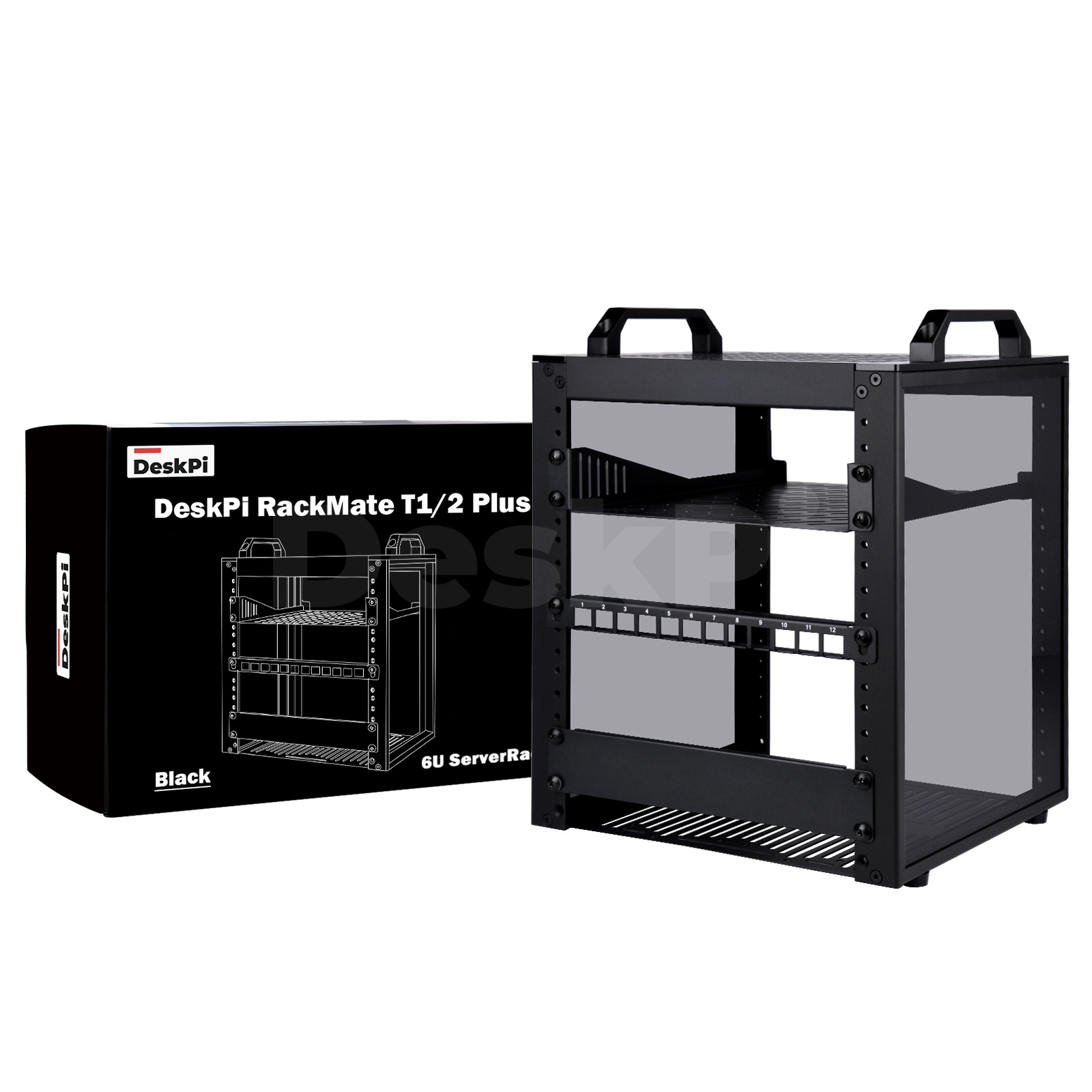 Deskpi Super6C - DeskPi RackMate T1/2 Plus ラックマウント、10インチネットワーク、サーバー、オーディオ、ビデオ機器用の6Uサーバーキャビネット